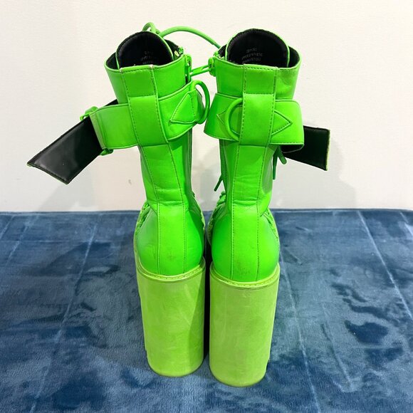 Dolls Kill X Club Exx Neon Green Platform Boots - Picture 4 of 7
